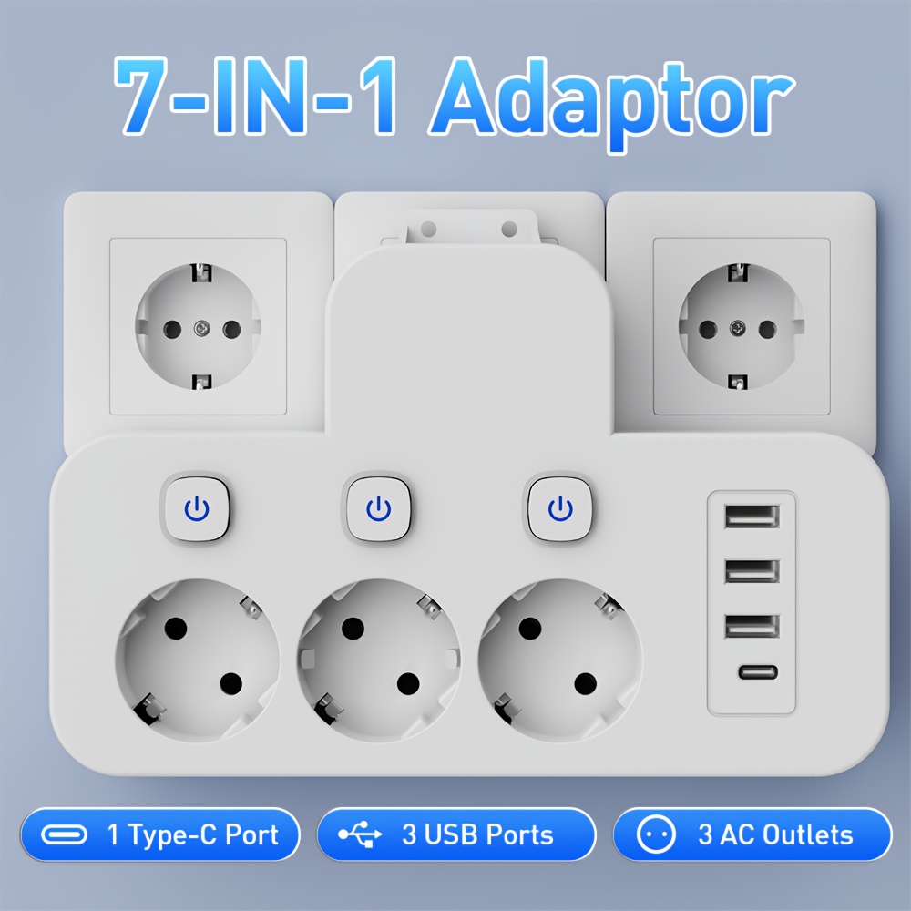 Πρίζα Τοίχου με 3 Θύρες USB & 1 Θύρα Type C