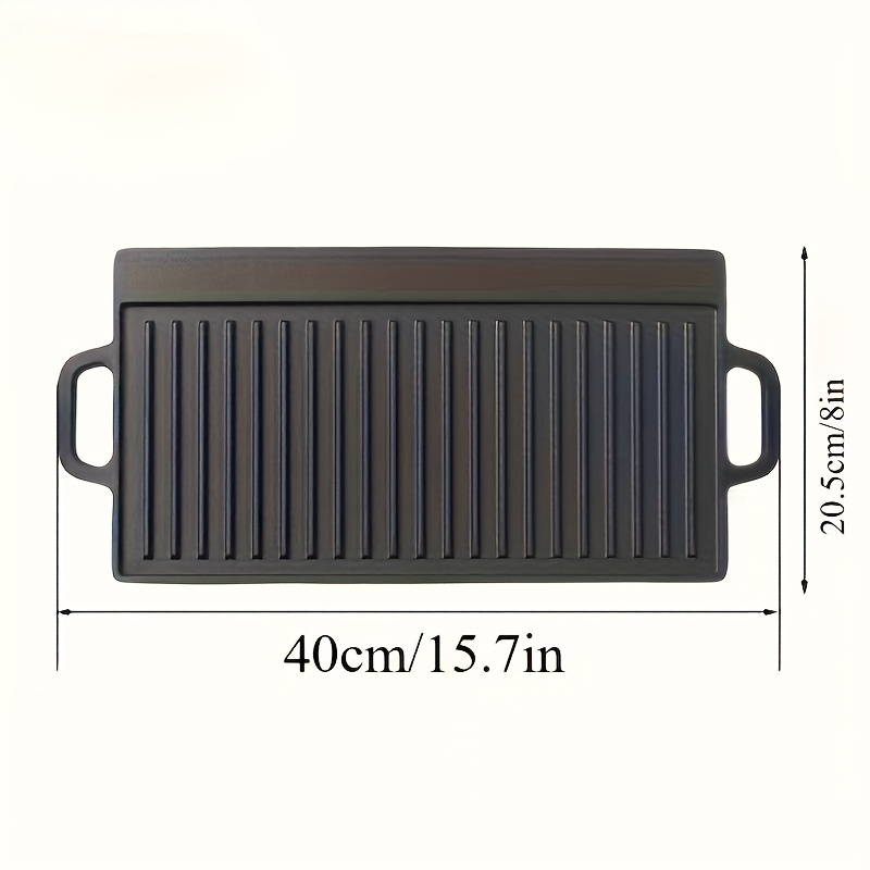 TEMU 1pc Reversible Cast Iron Grill Pan Non Stick Bbq Hot Plate Suitable For Use On An Outdoor Bbq Additions