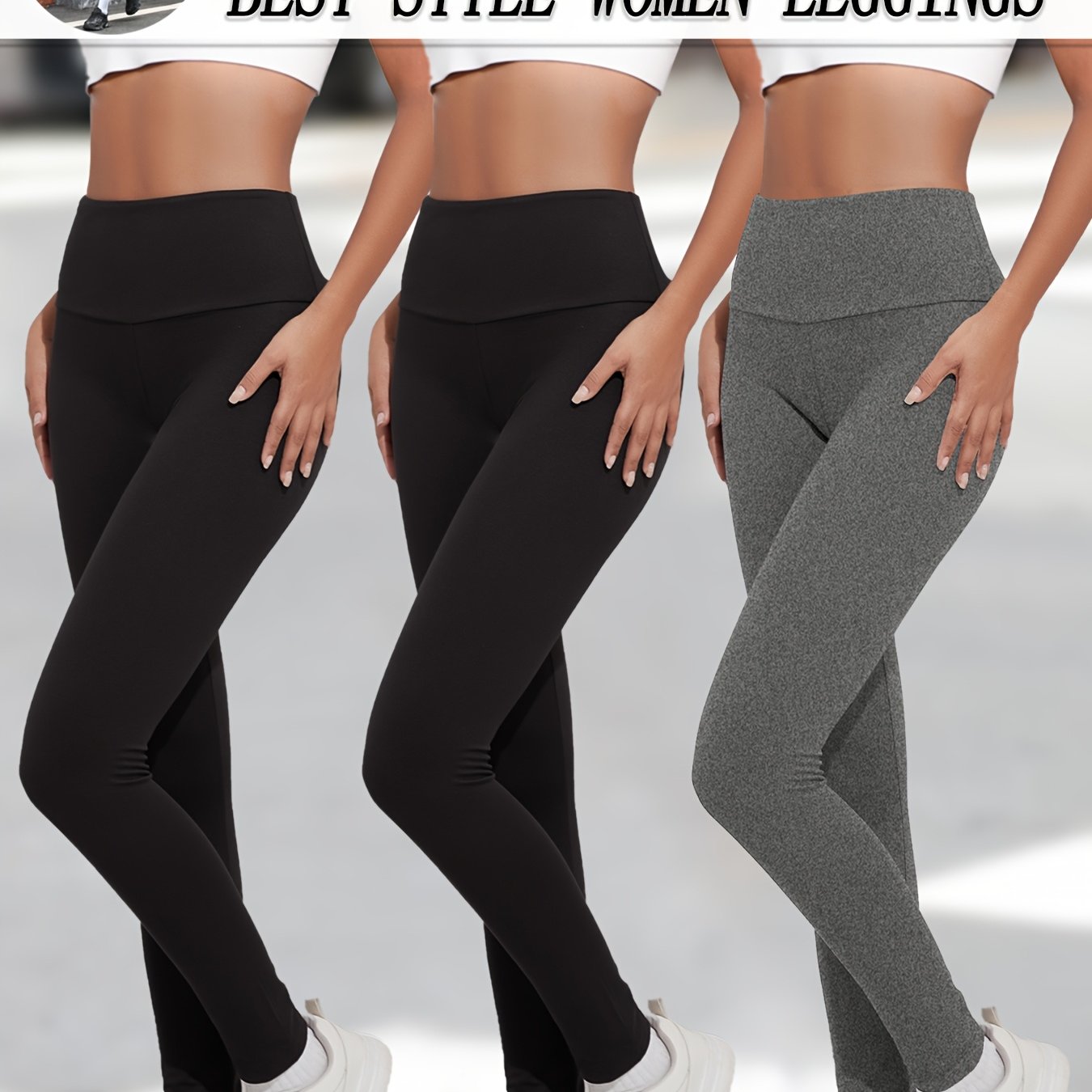 TEMU 3-pack Super Soft Leggings For Women, High-waisted Tummy Control Non-see-through Workout Yoga Running Pants