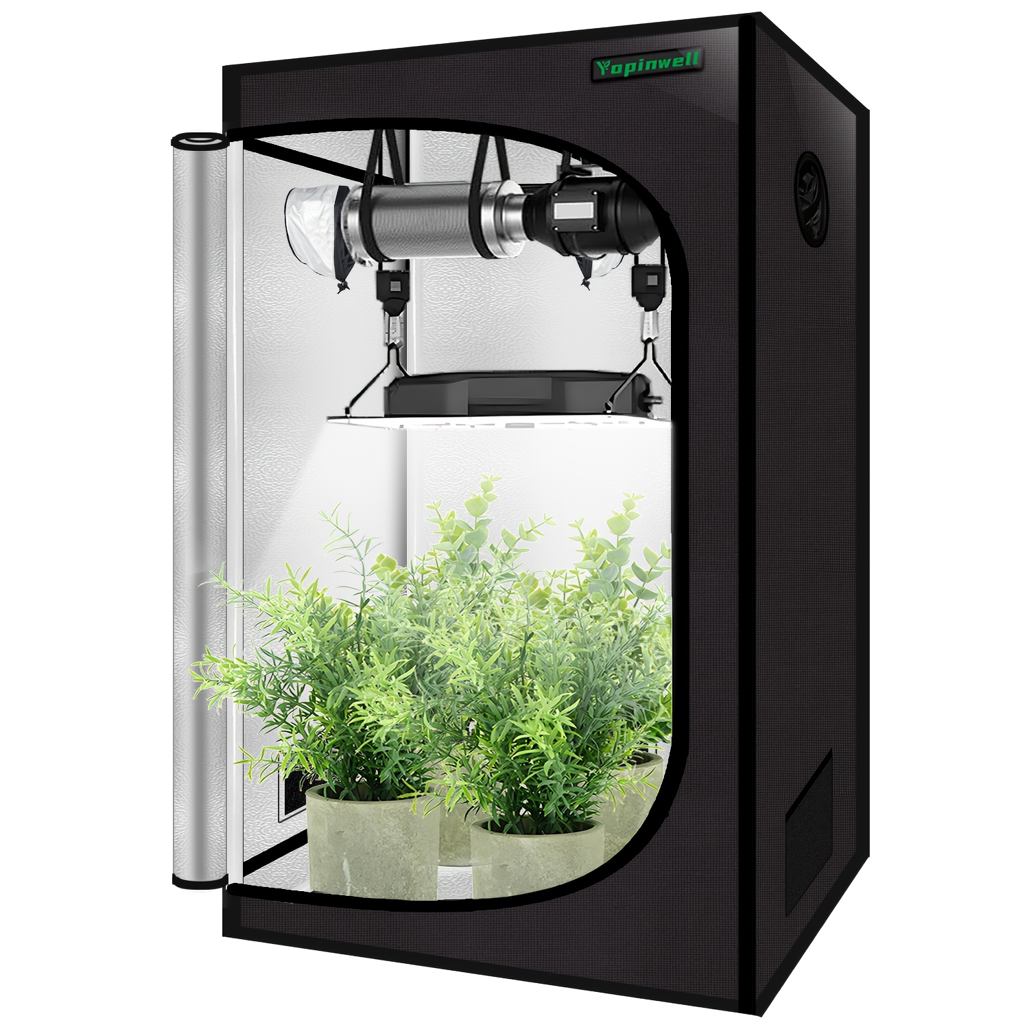 TEMU Yopinwell 4x2 Grow Tent, 48x24x72 High Reflective 600d Mylar Oxford With Observation Window And Floor Tray For Hydroponic Indoor Plant Growing 120x60x180cm