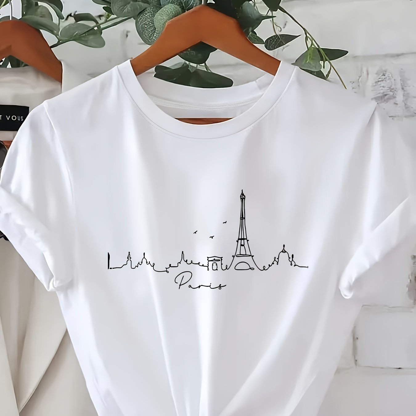 TEMU Graphic Print T-shirt, Short Sleeve Crew Neck Casual Top, Women's Clothing