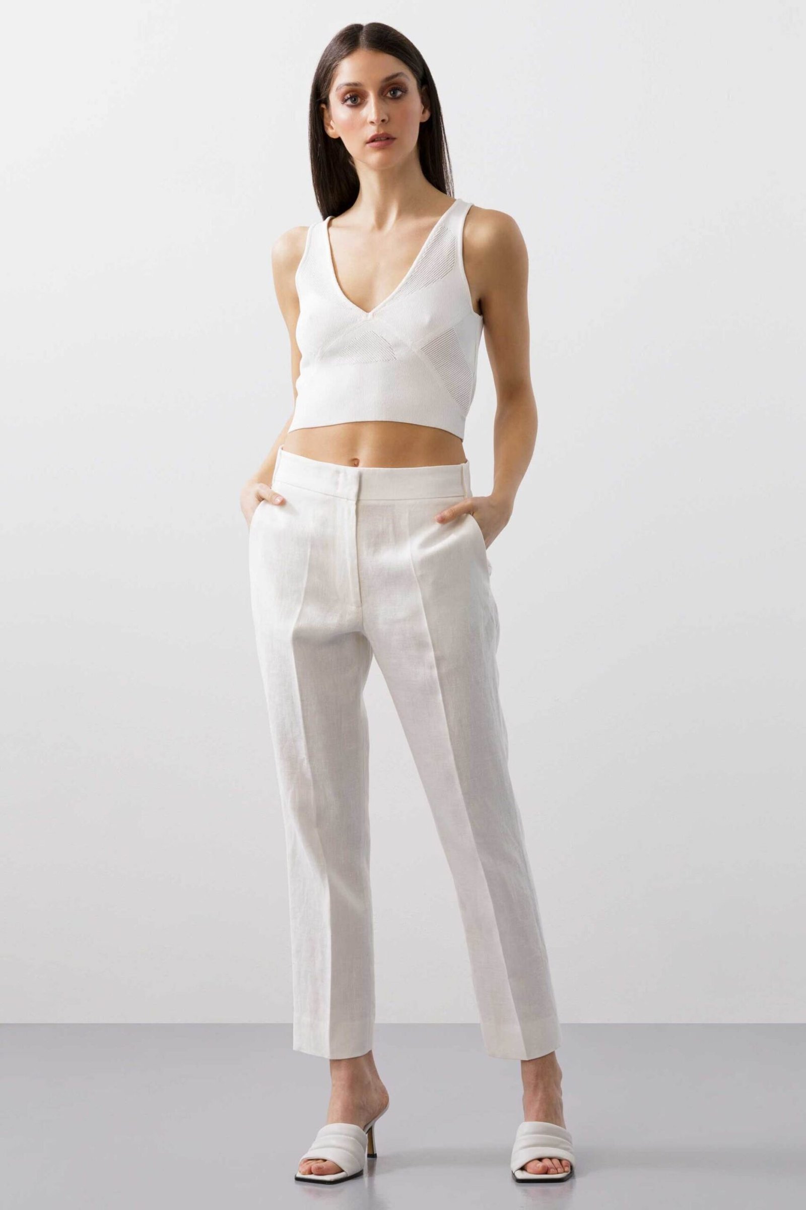 BCBGMAXAZRIA Γυναικείο Cigarette Παντελόνι Λινό