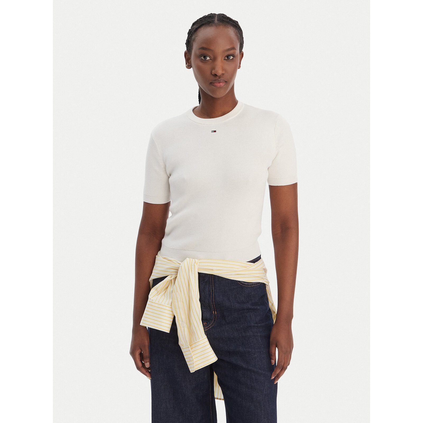 Tommy Jeans T-Shirt Essential DW0DW19336 Κρεμ Regular Fit